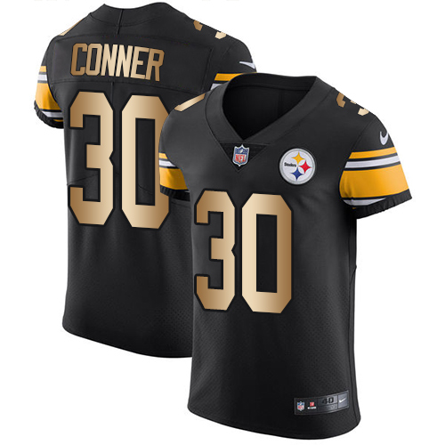 Nike Steelers #30 James Conner Black Team Color Men's Stitched NFL Elite Gold Jersey